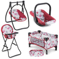 4 Piece Set Baby Doll Accessories with Swing High Chair Pack N Play Carrier I894