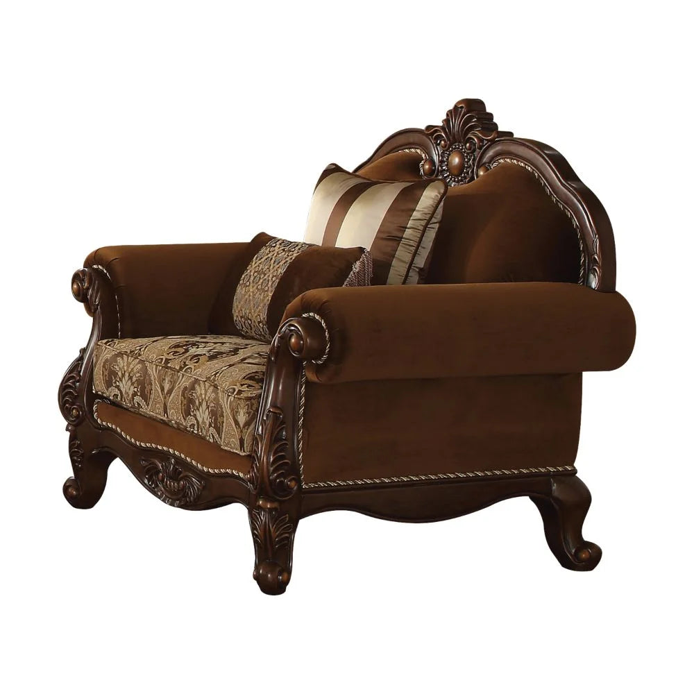 Fabric Cherry Oak Chair with 2 Pillows M930