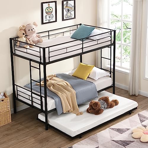 Twin Over Twin Metal Bunk Bed with Trundle L324892