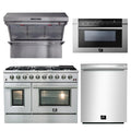 48 Inch Gas Range, Wall Mount Range Hood, Microwave Drawer, Dishwasher A73728