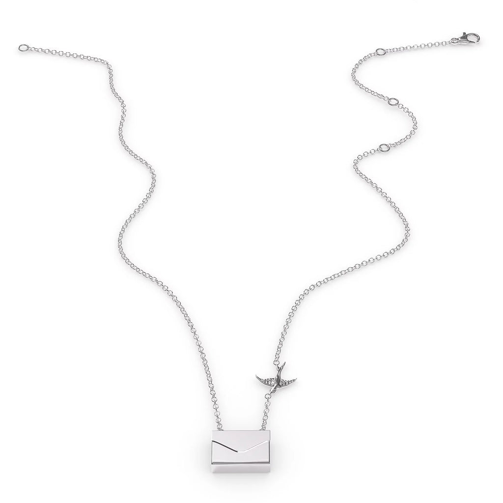 Silver Envelope Locket Necklace D1672