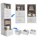 6-Shelf Hanging Closet Organizer with 3 Removable Drawers and 4 Side Pockets, Light Gray K81943