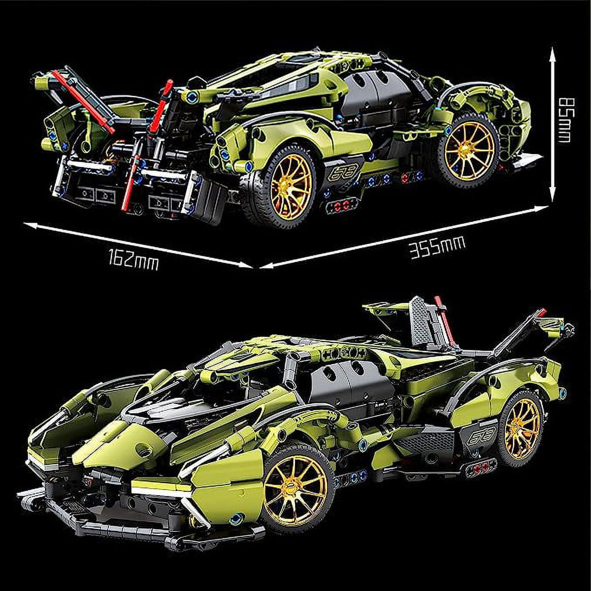 1:14 Scale MOC Building Blocks Car Model Toys, 1239 Pieces L453813