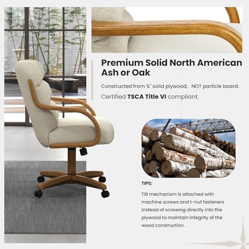 2 Set of Caster Swivel Tilt Dinning Chairs with Metal Frame S957618