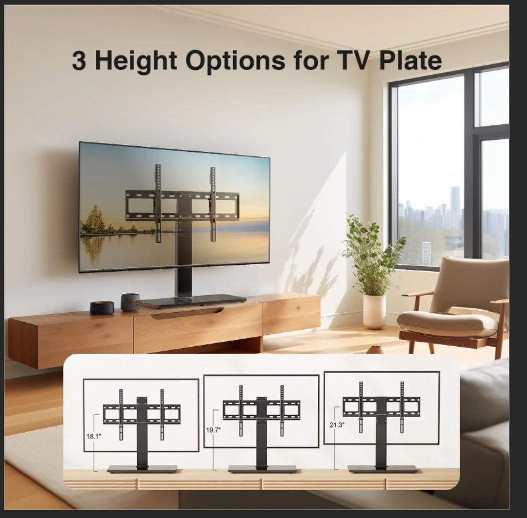 Height Adjustable Swivel TV Stand with Tempered Glass Base X73210