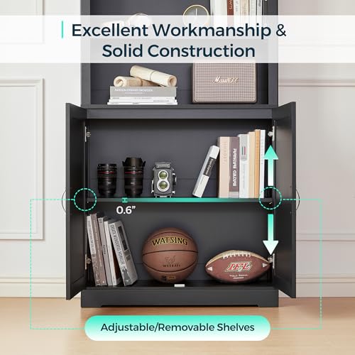 Brown 5 Shelf Bookcase with Doors F86793
