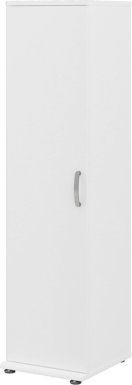 White Tall Narrow Storage Cabinet with Door and Shelves S86175