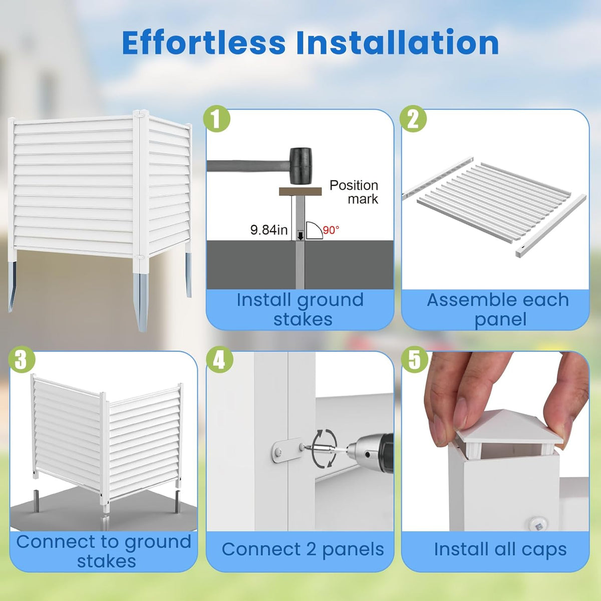 White Louvered Air Conditioner Fence 2 Panels B164