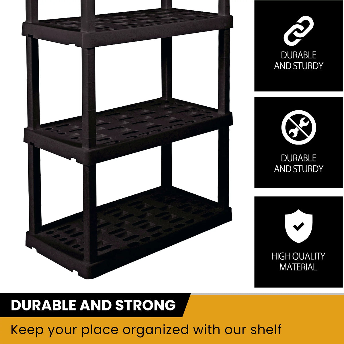 5-Tier Shelving Unit, Black, Pack of 4 H9119