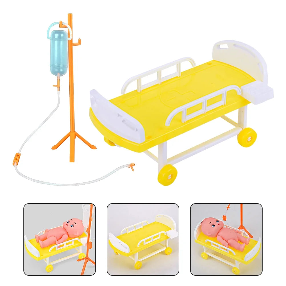 Simulated Medical Bed Children’s Toys Playing Doctor Toy Dollhouse Furniture Hospital Playing Nurse Toy Toddler F86519