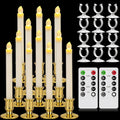 12 Pack Ivory Flickering Flameless LED Taper Candles with Remote X898386
