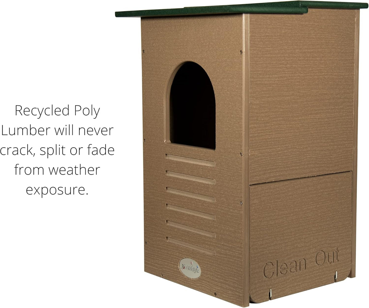 Recycled Poly Lumber Barred Owl Nesting Box with Mounting Hardware and Pine Shavings F41934