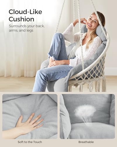 Cream White Hanging Hammock Chair with Cushion O352
