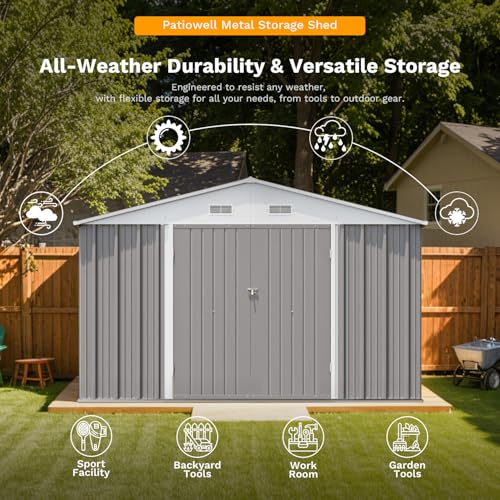 Brown Metal Outdoor Storage Shed Y452338