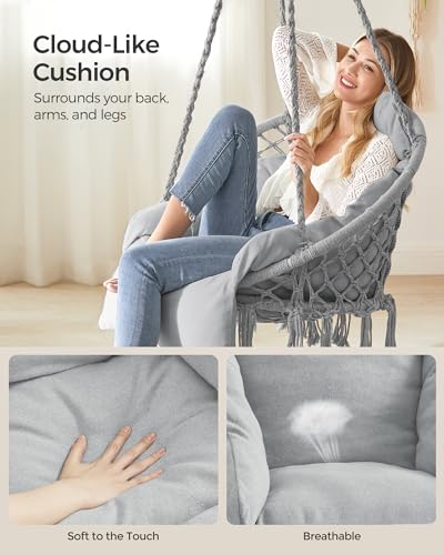 Cream White Hanging Hammock Chair with Cushion O352