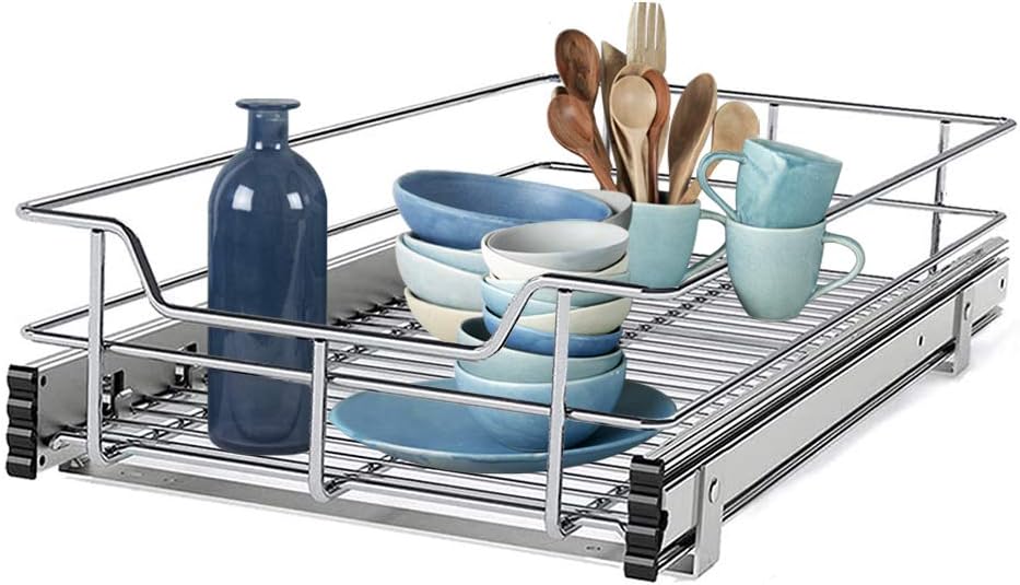 2 Tier Wire Pull Out Organizer Shelf Sliding Drawer Storage L700