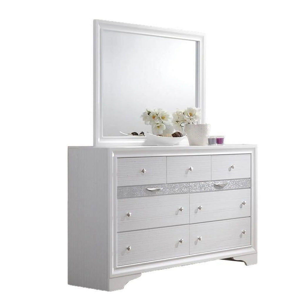 White 5 Piece Bedroom Set with Eastern King Platform Bed E562