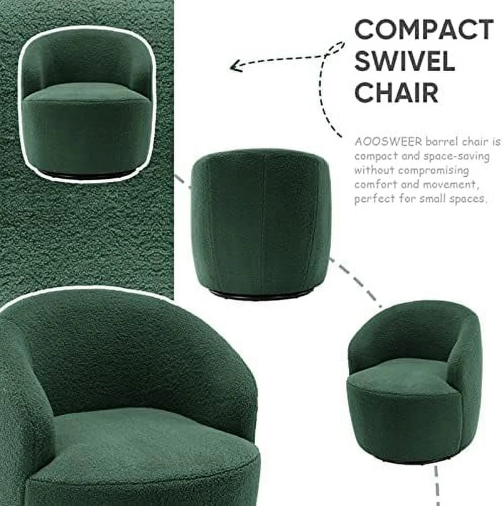 Cream Boucle Barrel Swivel Accent Chair L9411