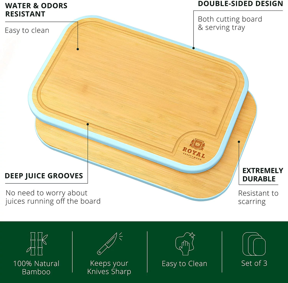 Bamboo Cutting Board with Juice Groove 3-Piece Set M4450