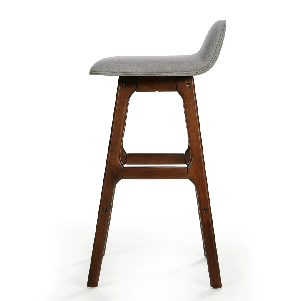 Light Gray and Natural Walnut Upholstered Barstools Set of 2 V7304