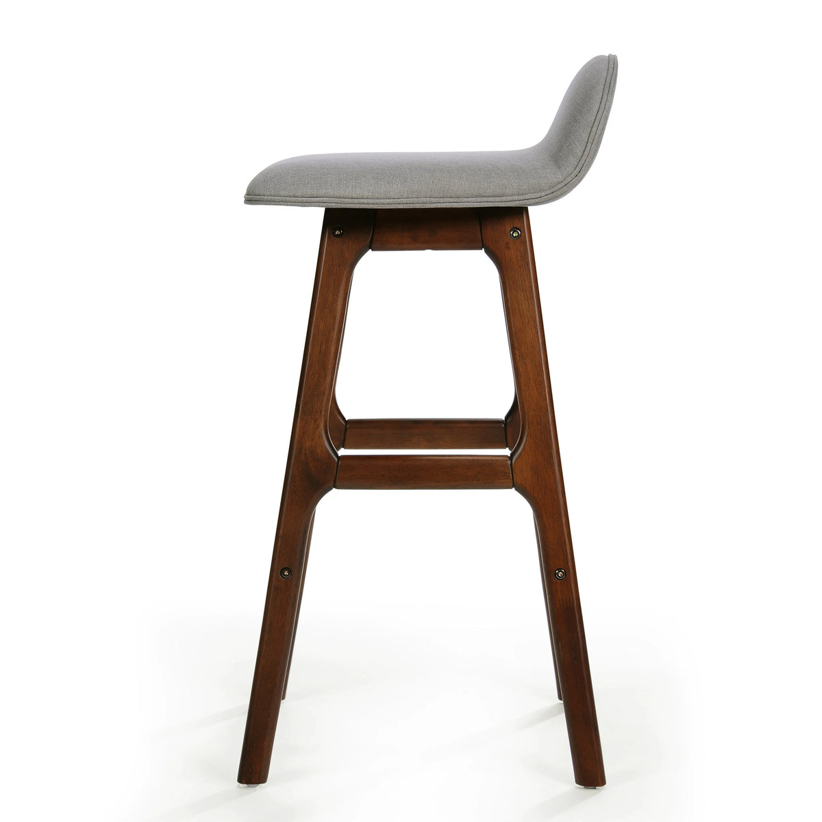 Light Gray and Natural Walnut Upholstered Barstools Set of 2 V7304
