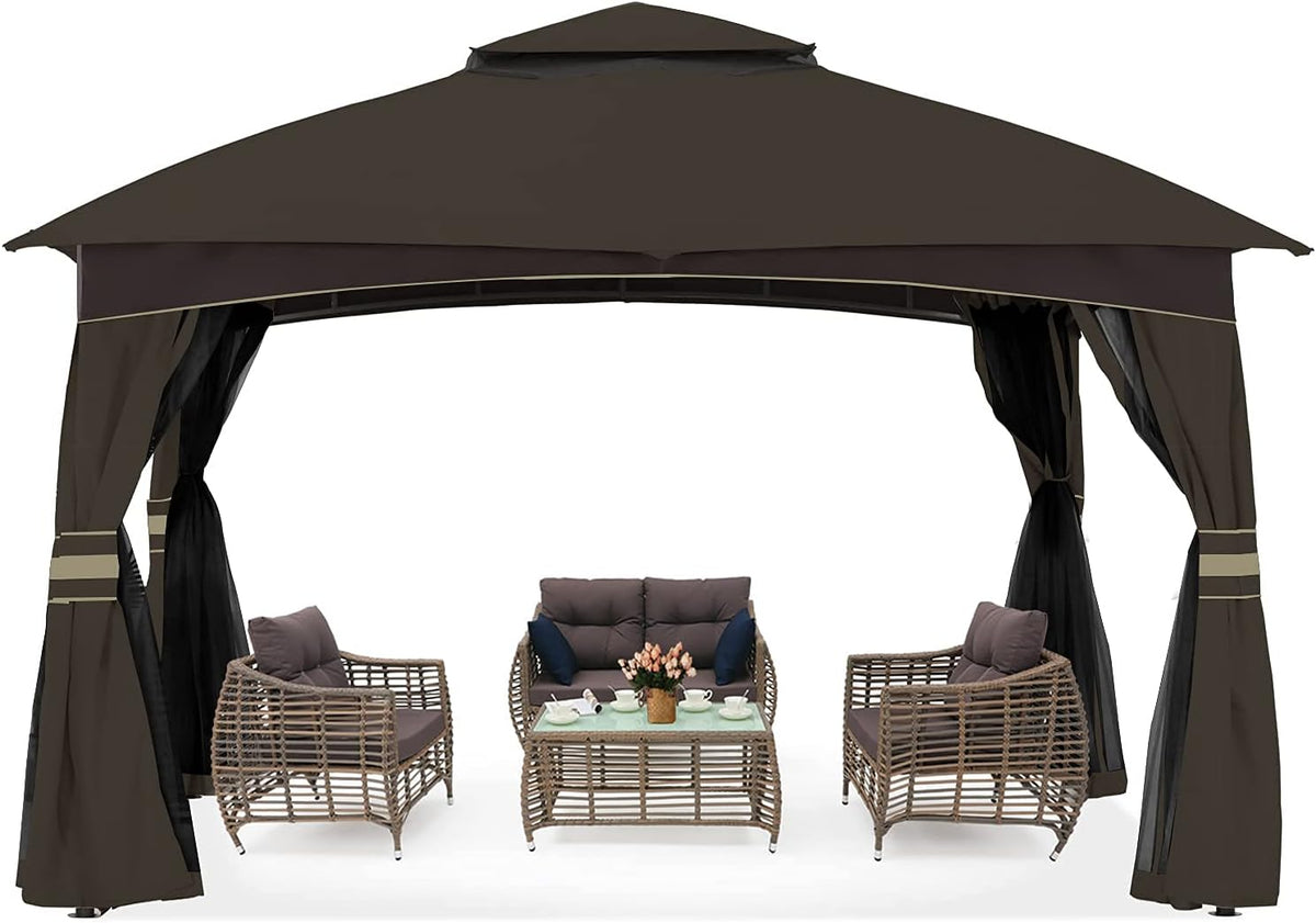 10x10 Outdoor Gazebo with Netting and Pole Coverings X278