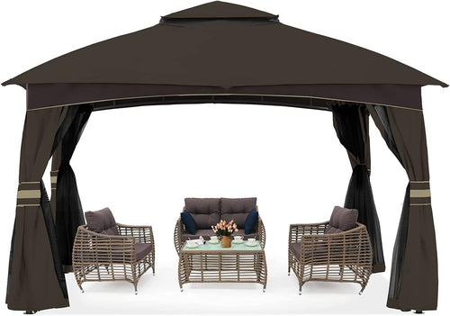 10x10 Outdoor Gazebo with Netting and Pole Coverings X278