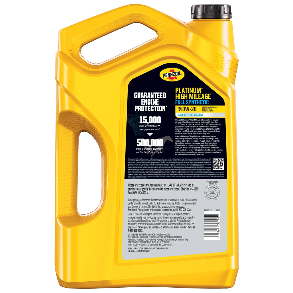 Full Synthetic 0W-20 Motor Oil, 5 Quart H5134