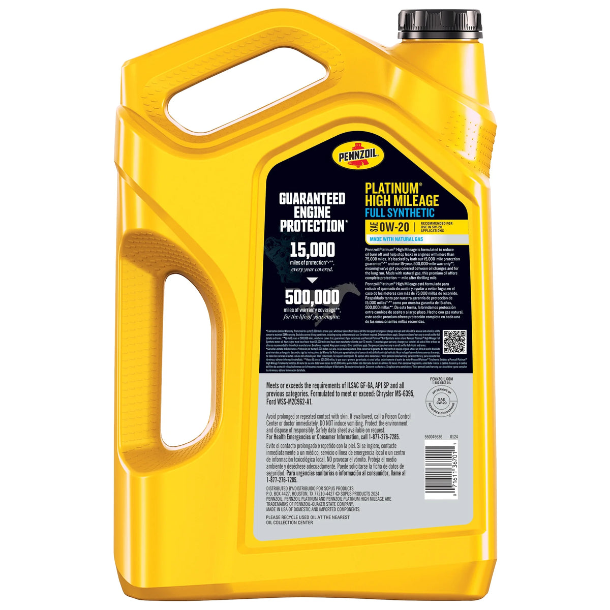 Full Synthetic 0W-20 Motor Oil, 5 Quart H5134