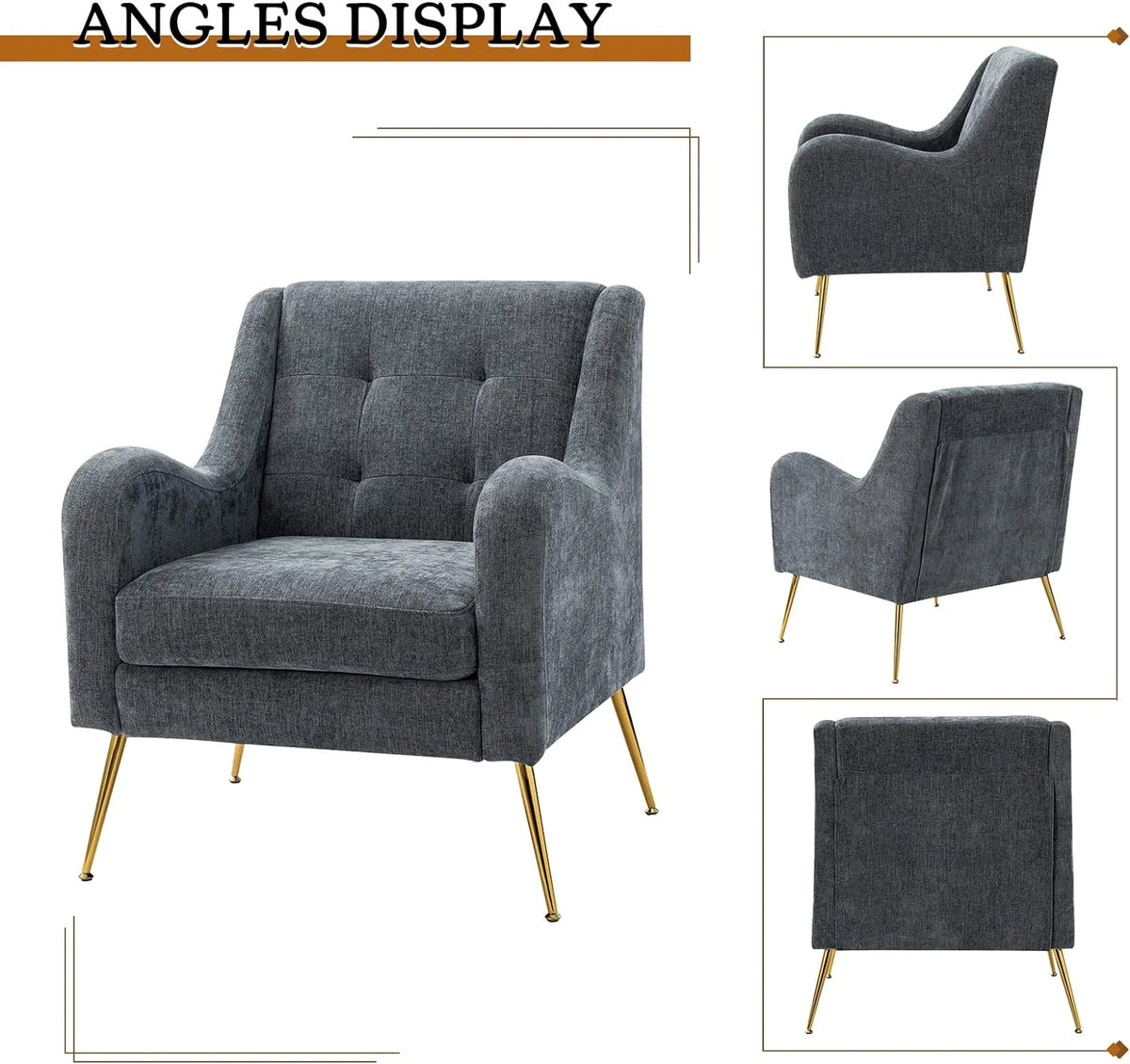 Navy Upholstered Armchairs Set with Removable Cushion P94214