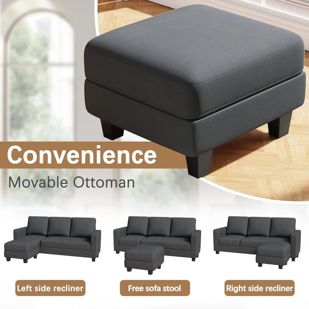 L Shaped Convertible Sectional Sofa with Ottoman Dark Gray K882102