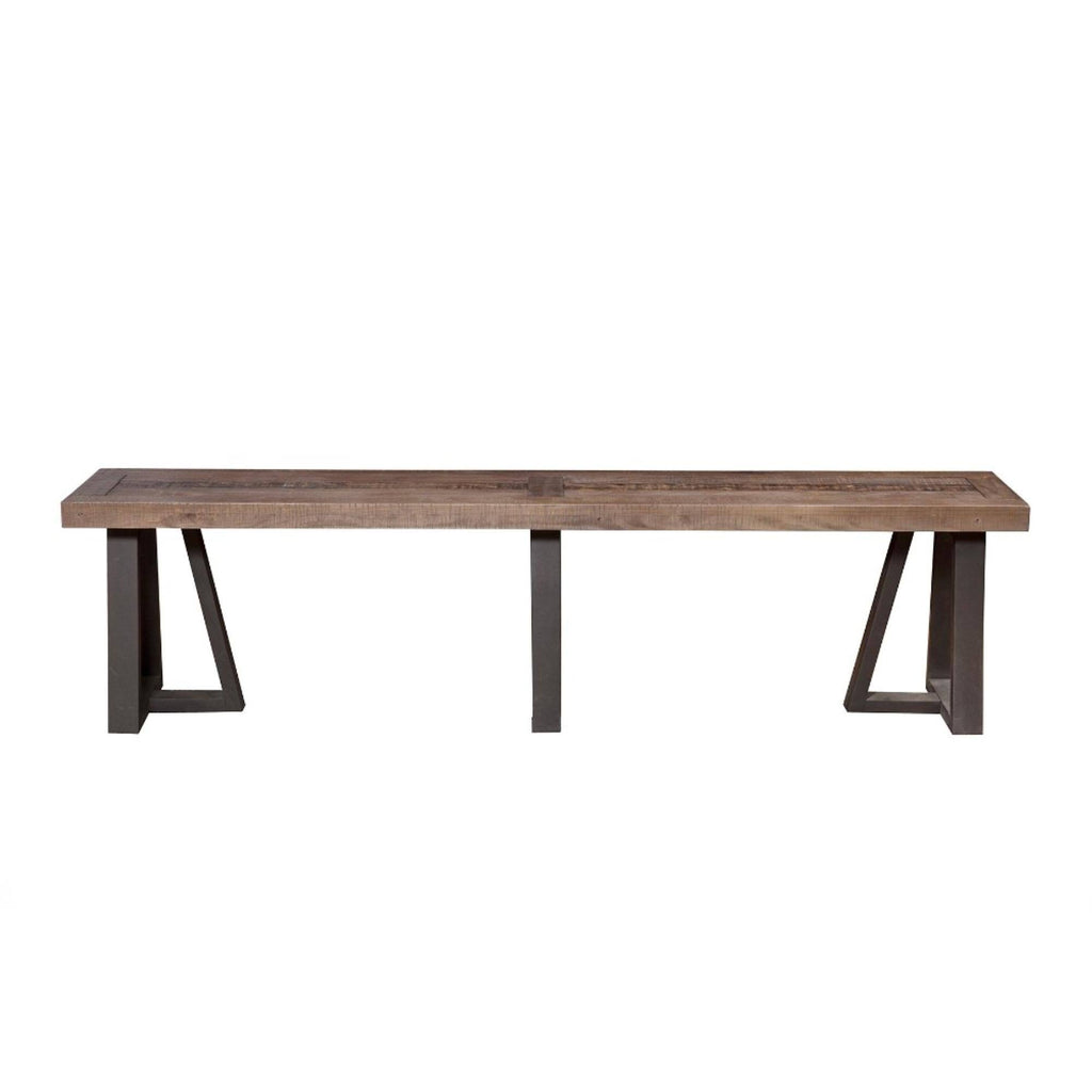 Wood and Metal Dining Bench Brown P8443