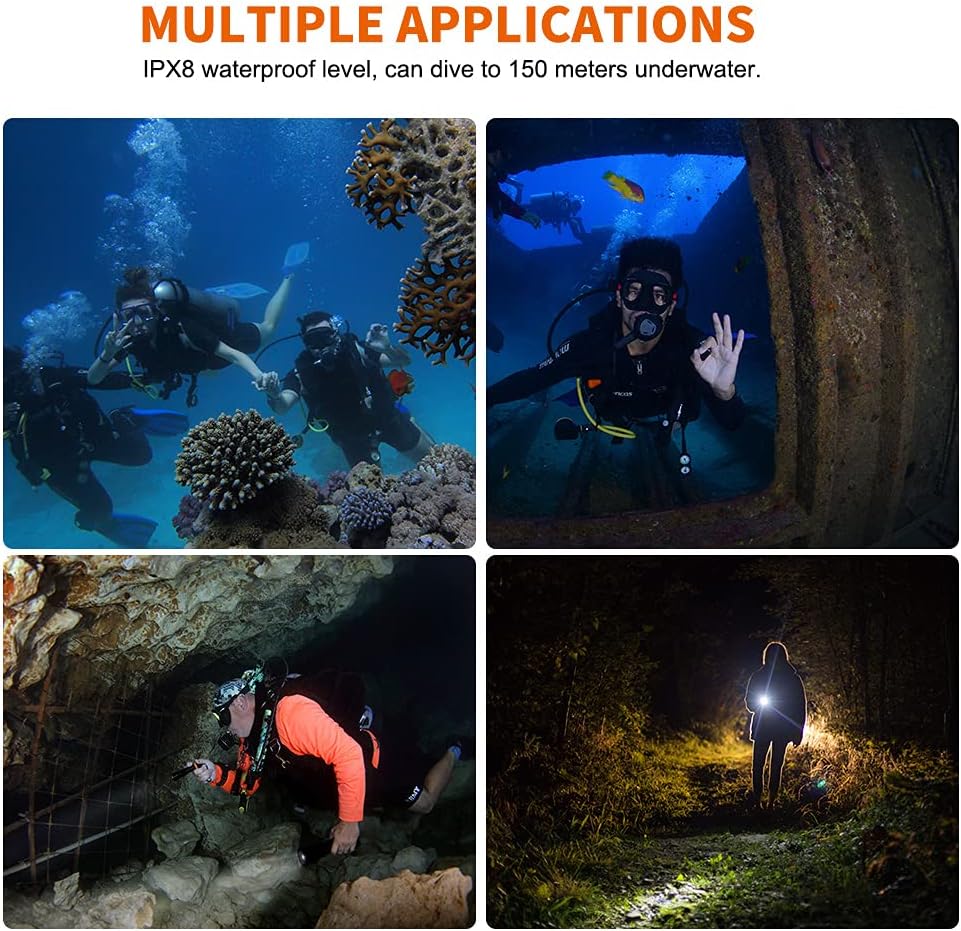 D700 Scuba Dive Light, 1700 Lumens Underwater Flashlight Y782