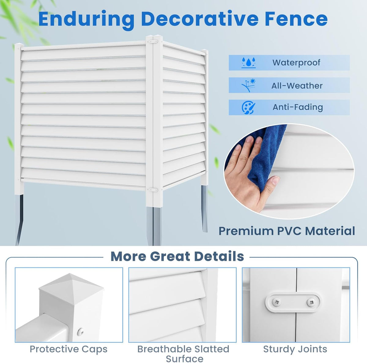 White Louvered Air Conditioner Fence 2 Panels B164