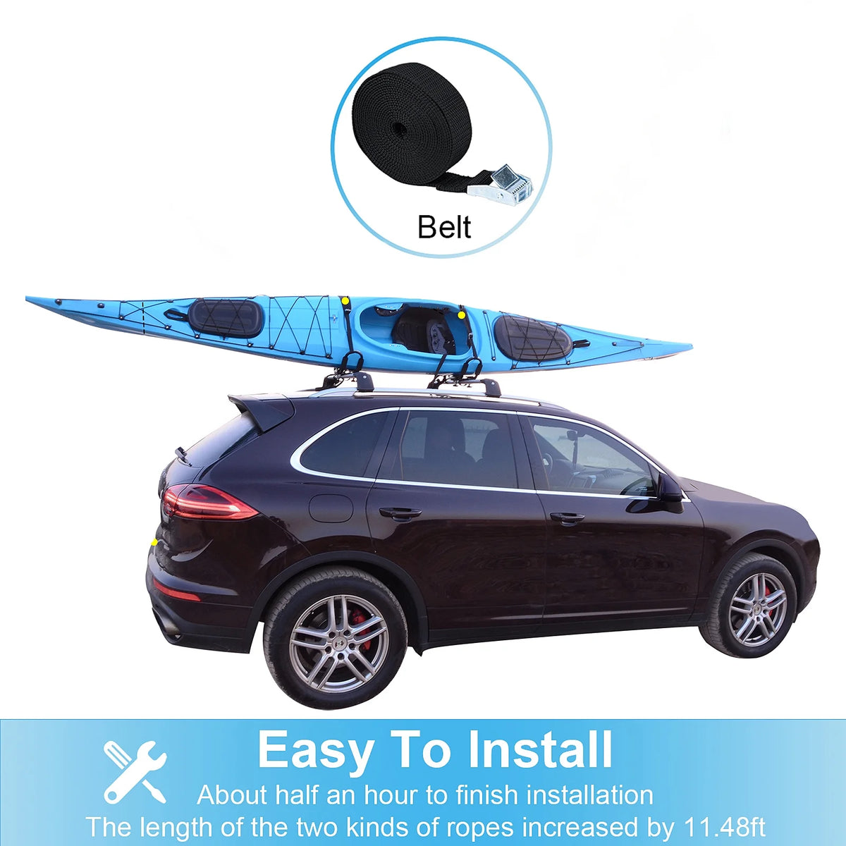 Kayak Roof Rack with 4 Ropes V571