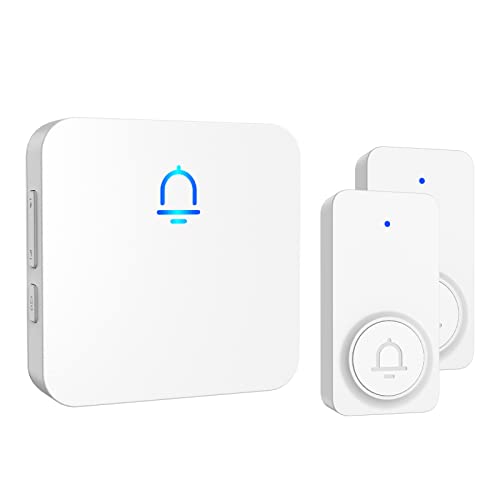 Wireless Doorbell with 2 Receiver, 1000ft Range, Waterproof, White M727