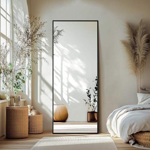Black Full Length Floor Mirror with Aluminium Frame O225