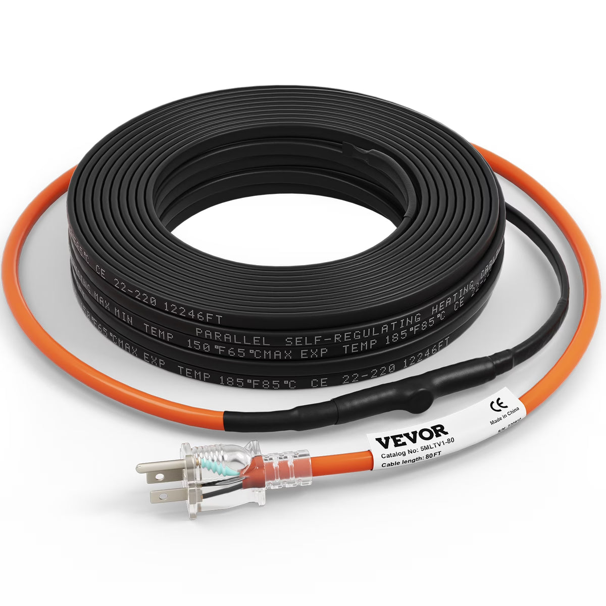 Self-Regulating Pipe Heating Cable, 80-feet 5W/ft, 120V T364969
