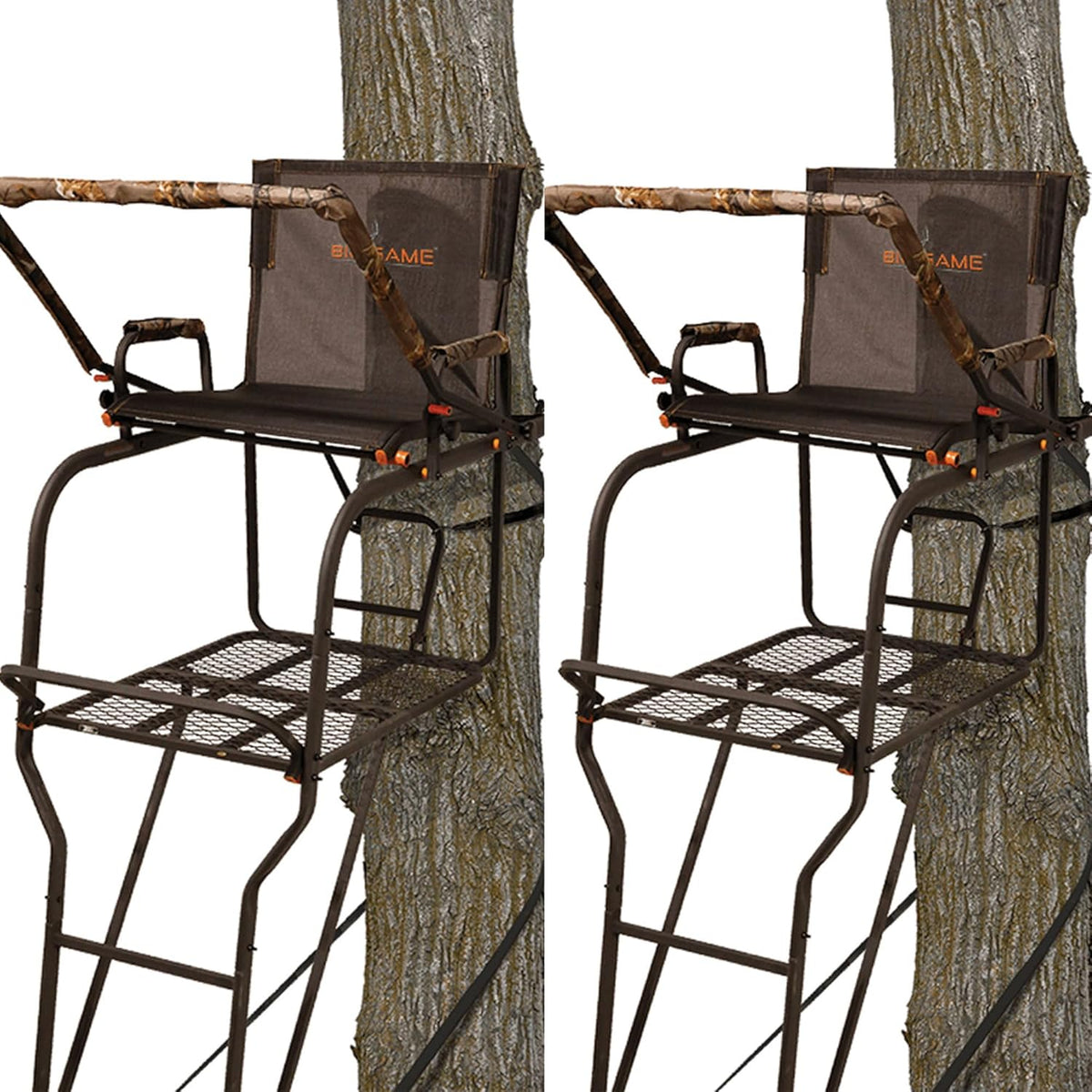 Camouflage 18.5 Foot 1 Person Adjustable Ladder Tree Stand (2 Pack) V500