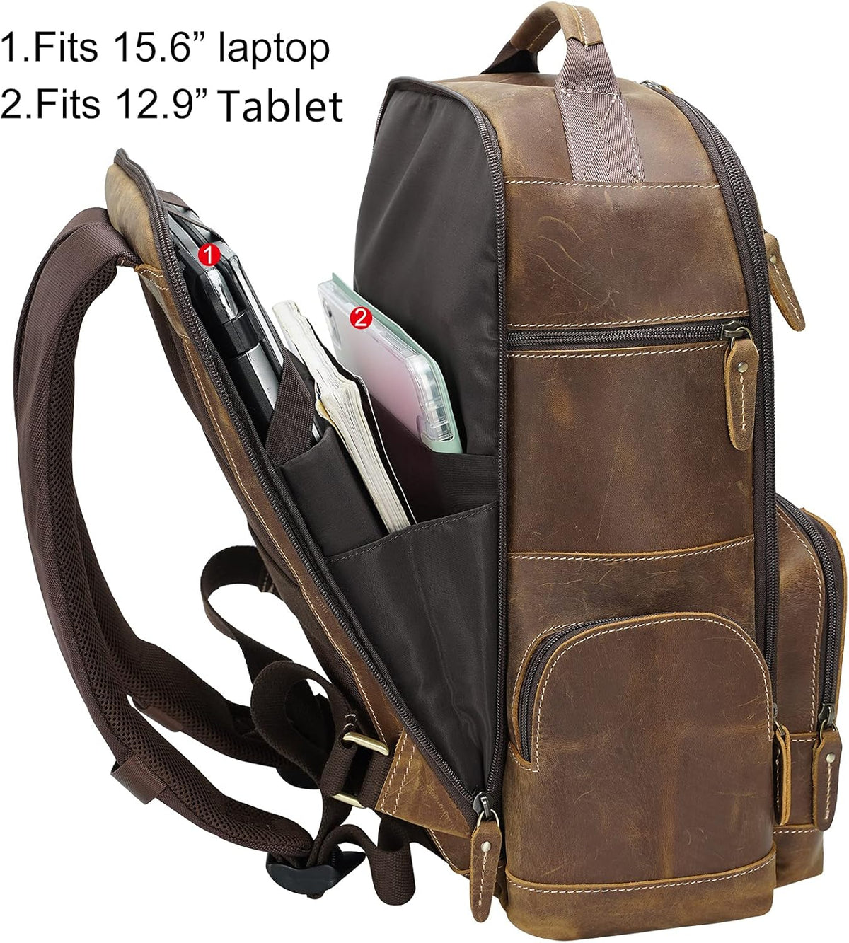 Full Grain Leather 15.6 Laptop Backpack S434358