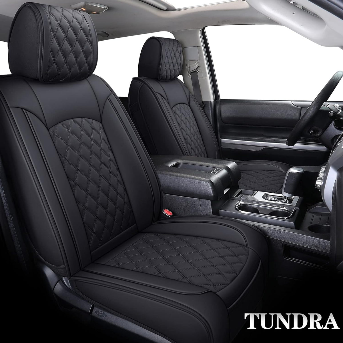 Black Leather Seat Covers for Toyota Tundra Crewmax Double Cab Split Bench 40/60 5 PCS Full Set T9924
