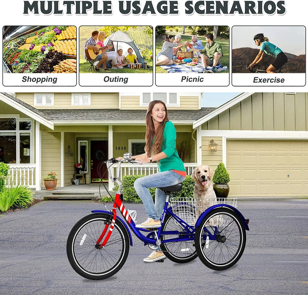 20/24/26 inch Adult Tricycle 3 Wheel Bike with Cargo Basket V807928