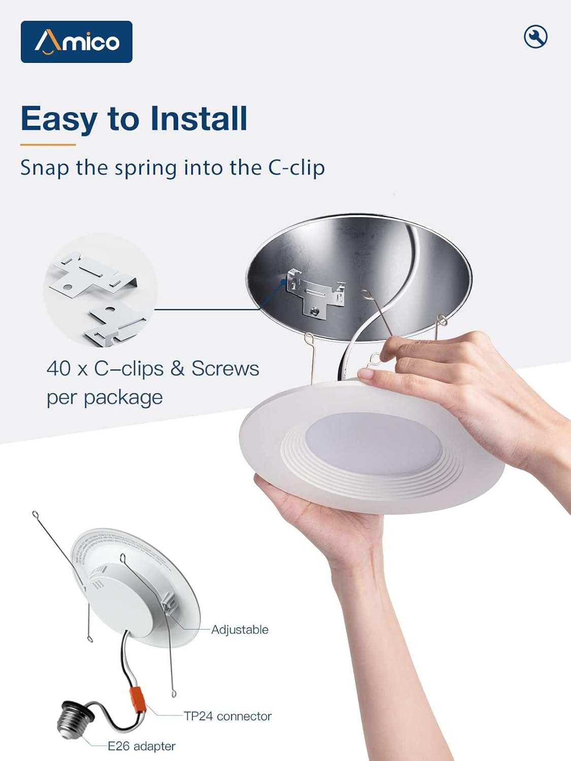 20 Pack 5/6 inch Dimmable LED Recessed Lighting with Baffle Trim P719
