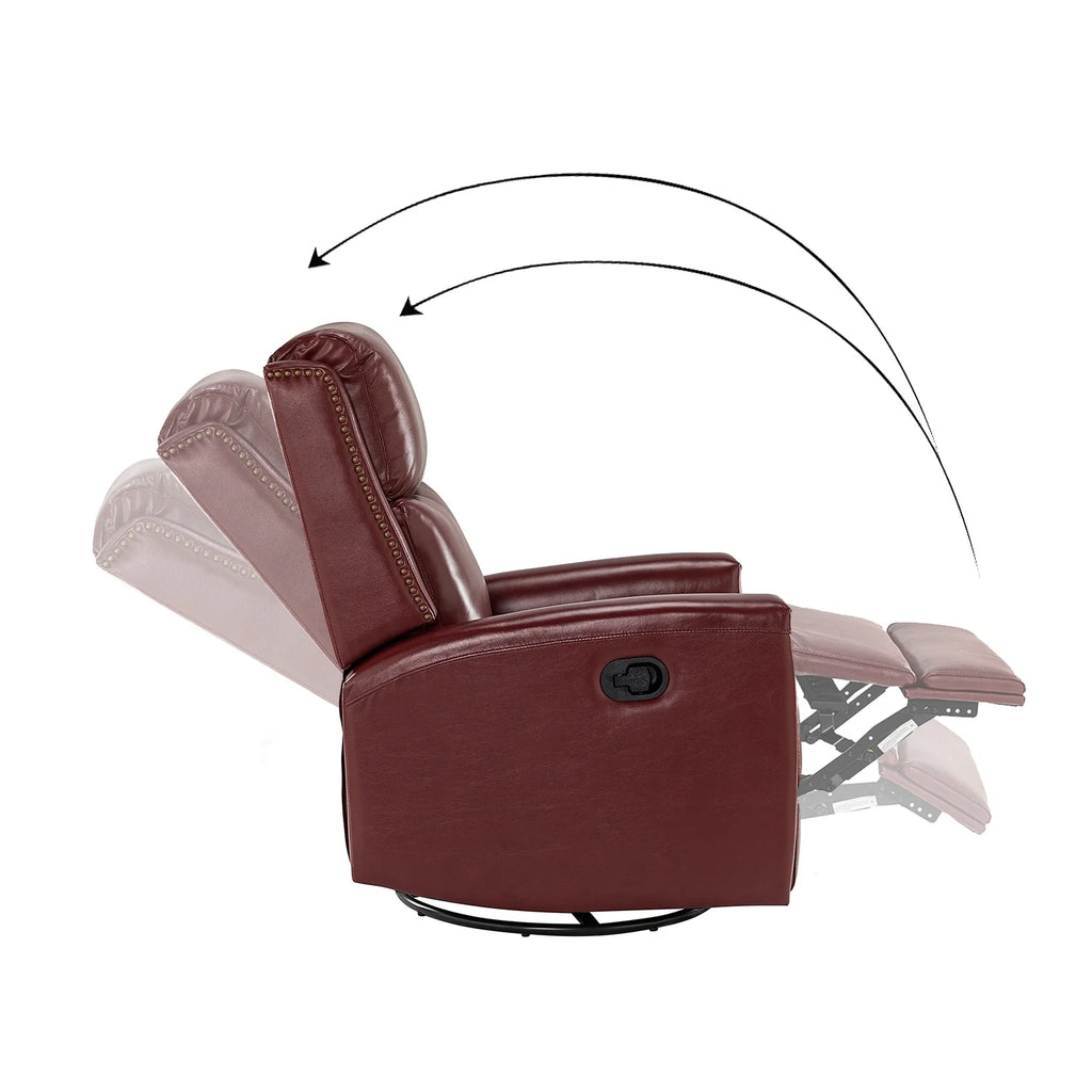 Modern Genuine Leather Wingback Swivel Rocker Recliner Set of 2 O896665