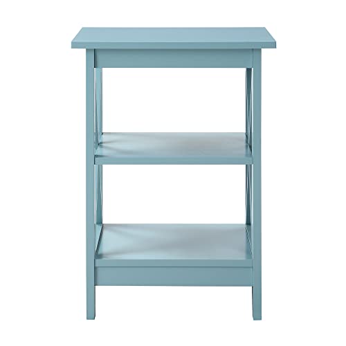 White Faux Marble/Black End Table with Storage Shelves X277616