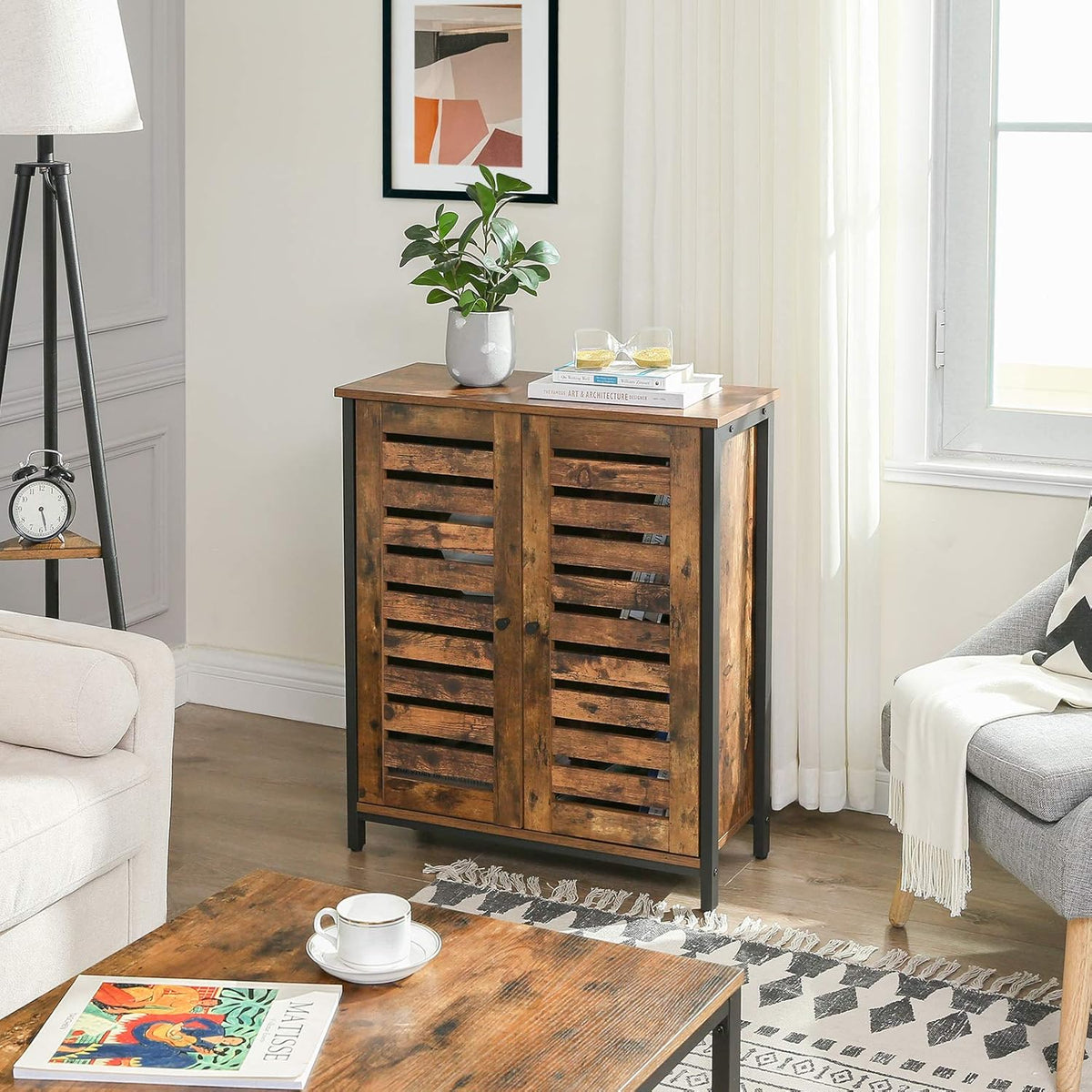 Rustic Brown Standing Cabinet with Shelf R795