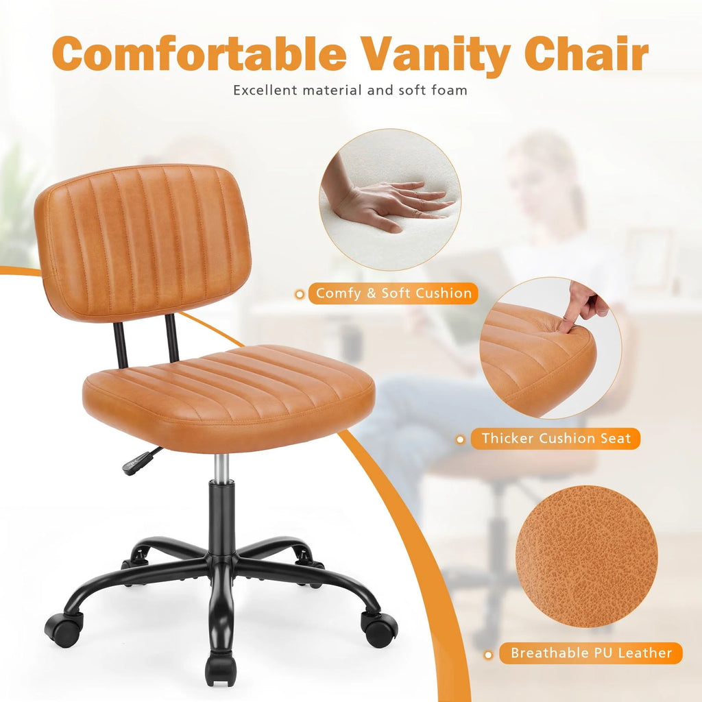 Armless Desk Chair with Wheels and Lumbar Support A802862