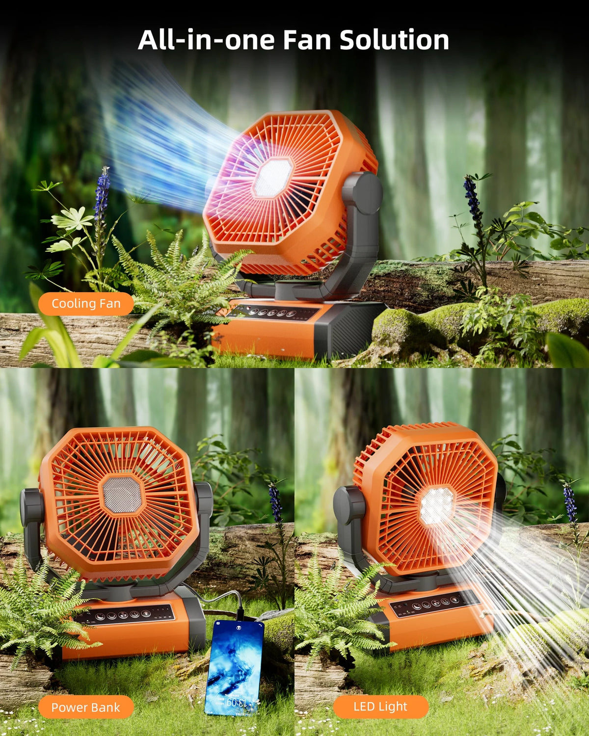 Portable Camping Fan 20000mAh Rechargeable with LED Lantern P893162
