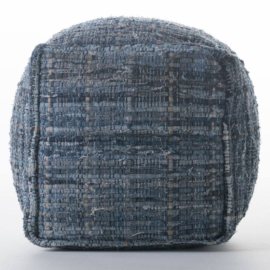 Blue Fabric Pouf Ottoman E3581