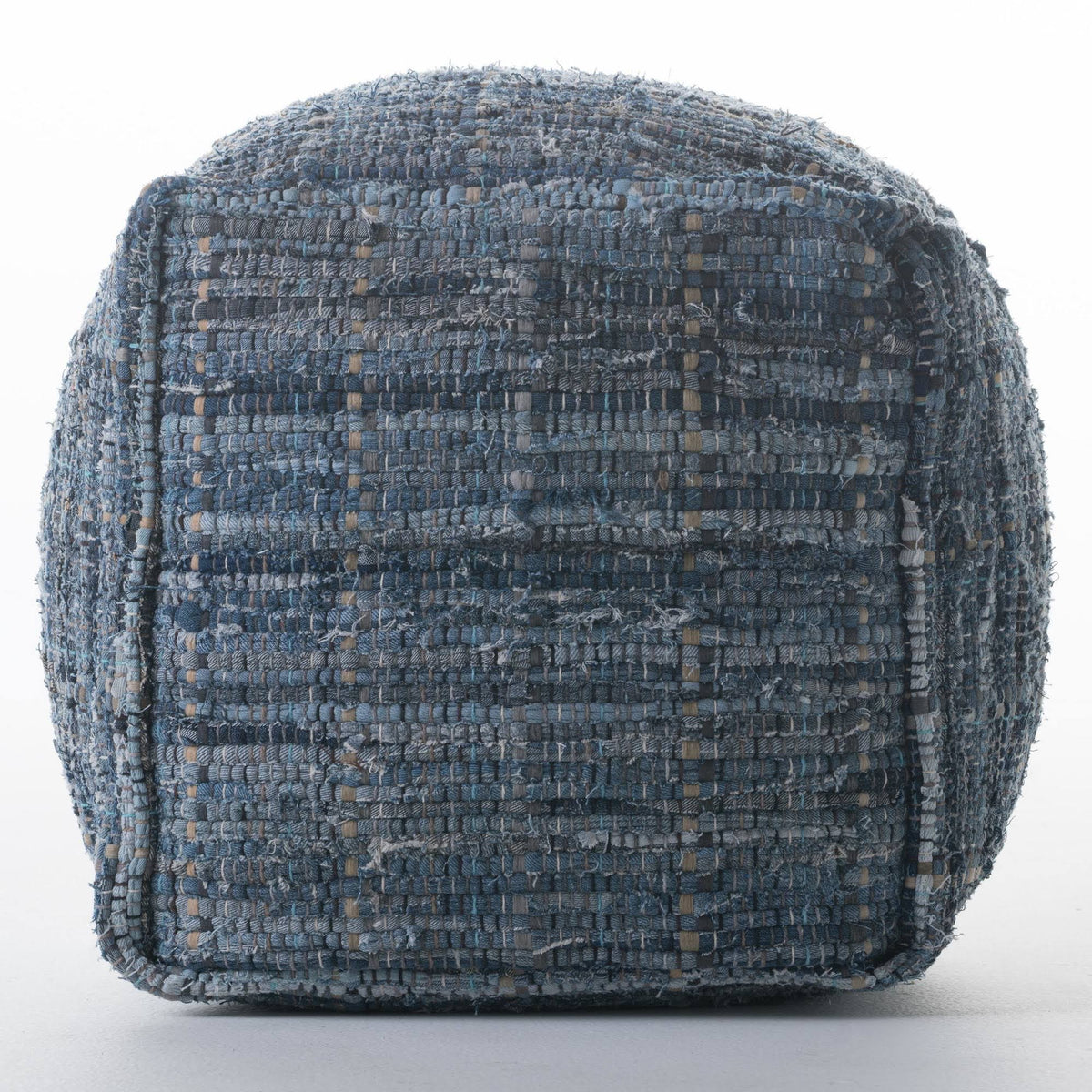 Blue Fabric Pouf Ottoman E3581